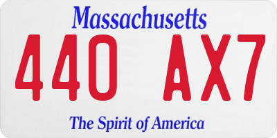 MA license plate 440AX7