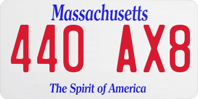 MA license plate 440AX8
