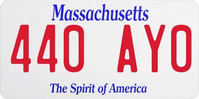 MA license plate 440AY0