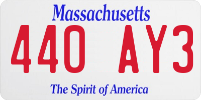 MA license plate 440AY3