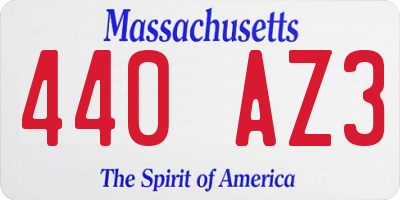 MA license plate 440AZ3