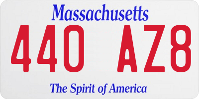 MA license plate 440AZ8