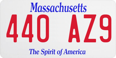 MA license plate 440AZ9