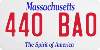 MA license plate 440BA0
