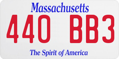 MA license plate 440BB3