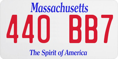 MA license plate 440BB7
