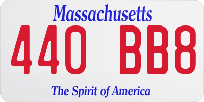 MA license plate 440BB8