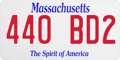 MA license plate 440BD2