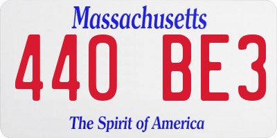 MA license plate 440BE3
