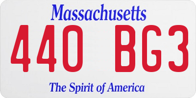 MA license plate 440BG3