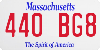 MA license plate 440BG8