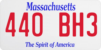 MA license plate 440BH3