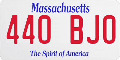 MA license plate 440BJ0