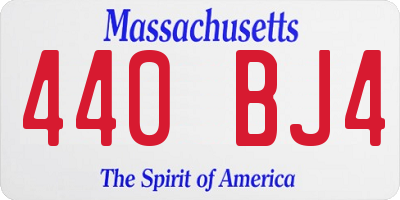 MA license plate 440BJ4