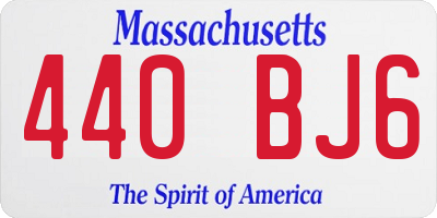 MA license plate 440BJ6