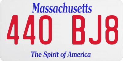 MA license plate 440BJ8