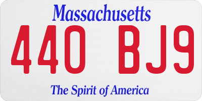 MA license plate 440BJ9