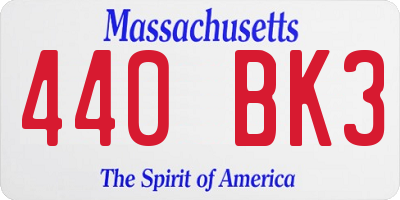 MA license plate 440BK3