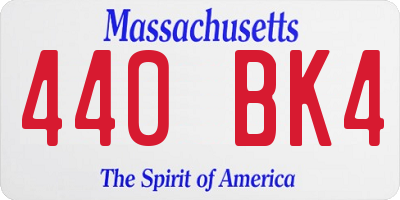 MA license plate 440BK4