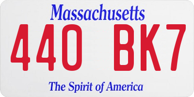 MA license plate 440BK7