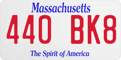 MA license plate 440BK8