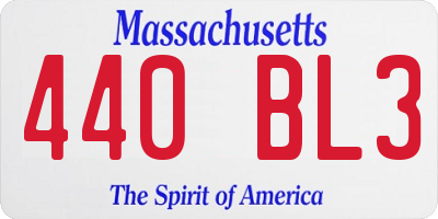 MA license plate 440BL3