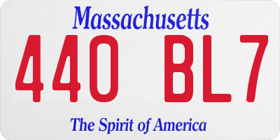MA license plate 440BL7