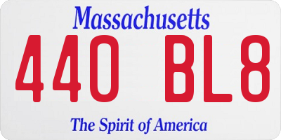 MA license plate 440BL8