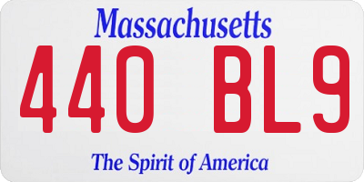 MA license plate 440BL9