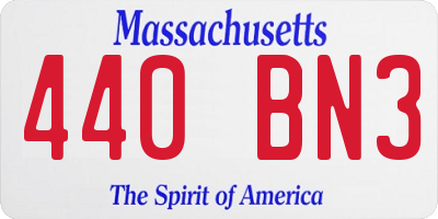 MA license plate 440BN3