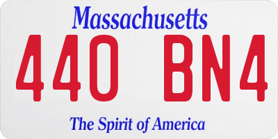 MA license plate 440BN4