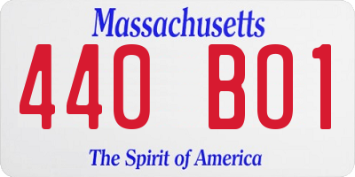 MA license plate 440BO1