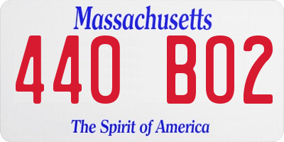 MA license plate 440BO2