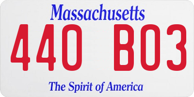 MA license plate 440BO3