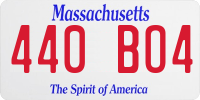 MA license plate 440BO4