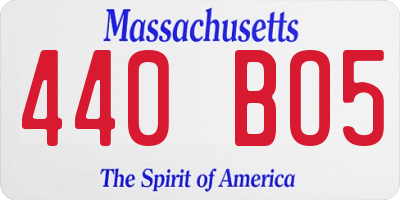MA license plate 440BO5