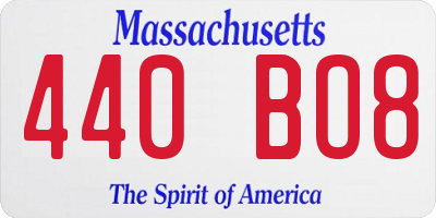MA license plate 440BO8
