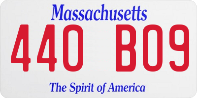 MA license plate 440BO9