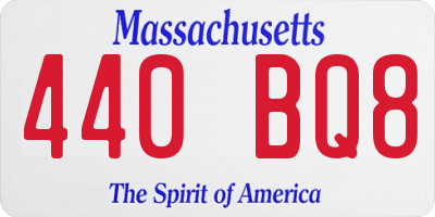 MA license plate 440BQ8