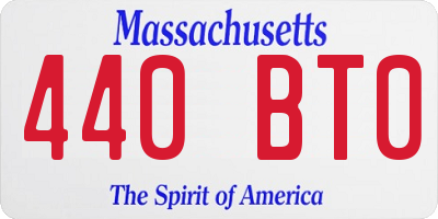 MA license plate 440BT0