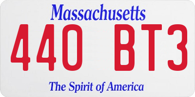 MA license plate 440BT3
