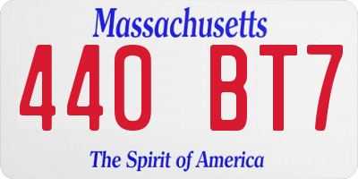 MA license plate 440BT7