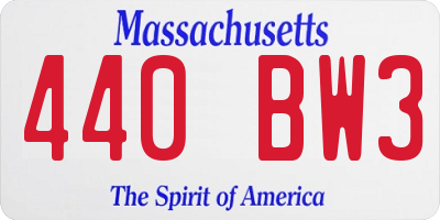 MA license plate 440BW3