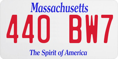 MA license plate 440BW7