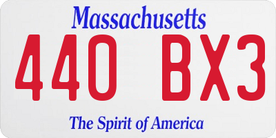 MA license plate 440BX3