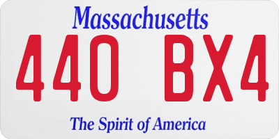 MA license plate 440BX4