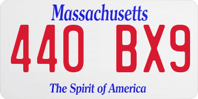 MA license plate 440BX9