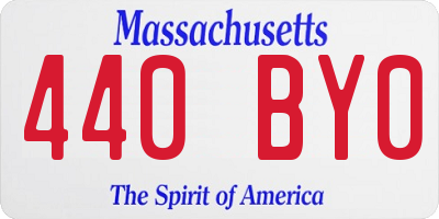 MA license plate 440BY0