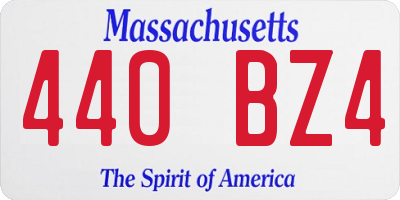 MA license plate 440BZ4