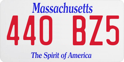 MA license plate 440BZ5